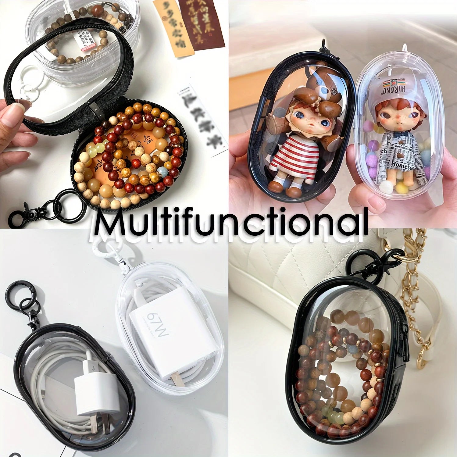 Mini Clear Zipper Pouch Keychain
